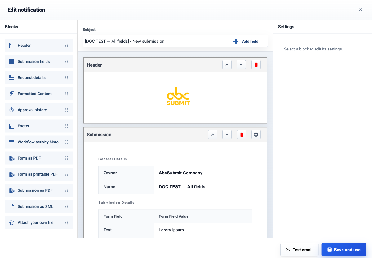 Live v2 notification drag-and-drop builder.