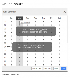 Use online hours setting of a form / website in order to limit it's functionality to users based on a time table