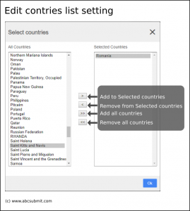 Edit countries list that will be allowed or denied to use your form / website