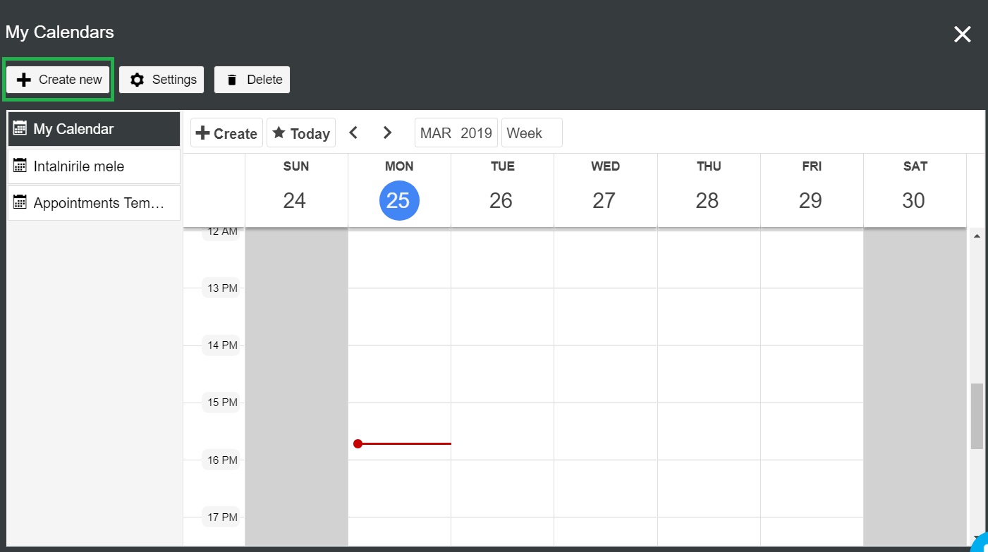 Create new calendar for your website