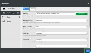 Enable and save MailChimp integration
