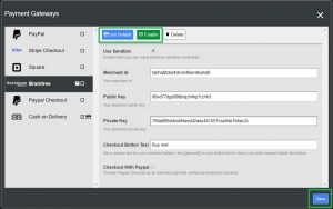 Enable and save your Braintree integration