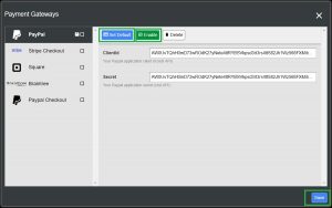 Save your PayPal integration to accept online payments