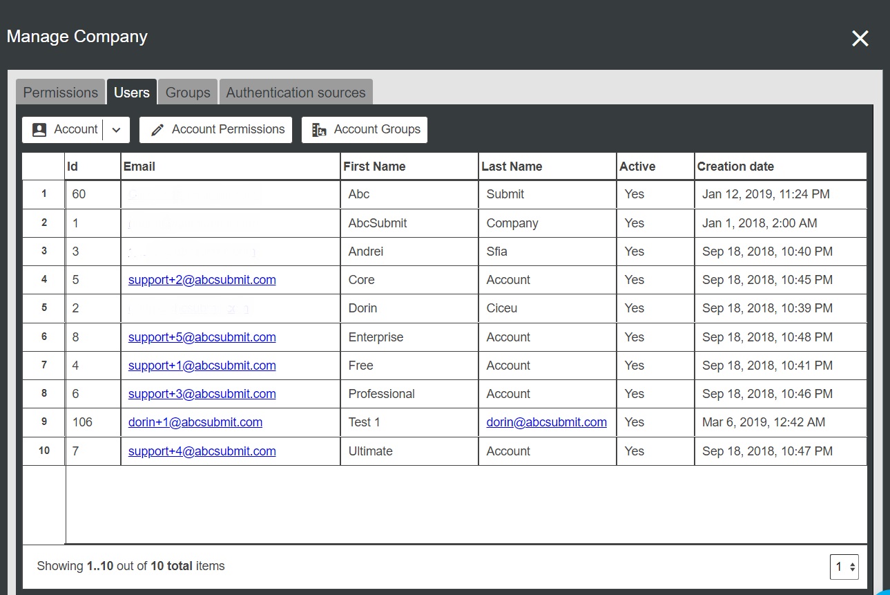 Manage staff and user roles on AbcSUbmit