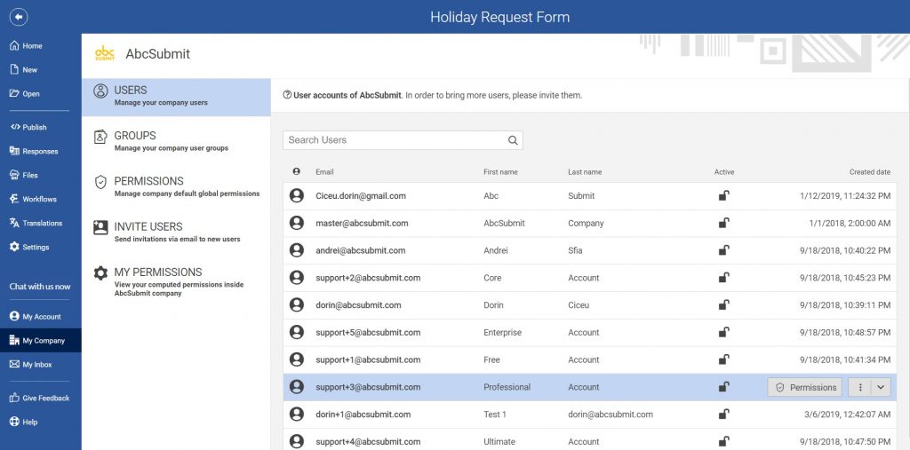 Manage your company permission | AbcSubmit