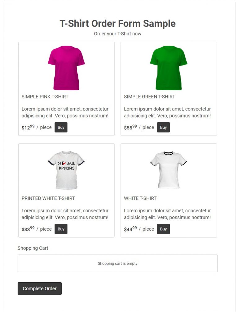 Free tshirt order form template