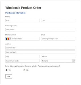 Wholesale Product Order Form Template