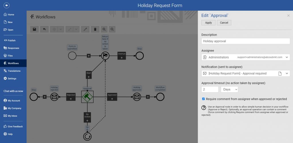 Holiday approval workflow | AbcSubmit